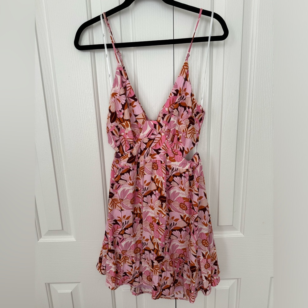 Lulu's Pink Floral Backless Dress